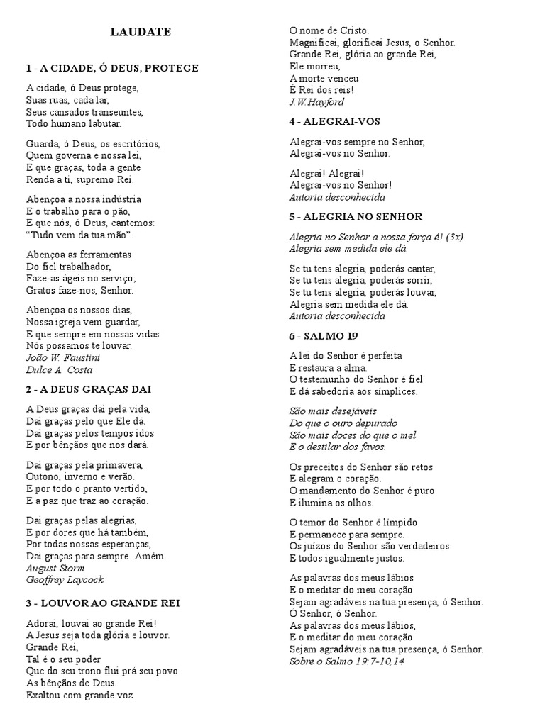 Cânticos e Louvores do Laudate | PDF | Oração | Amor
