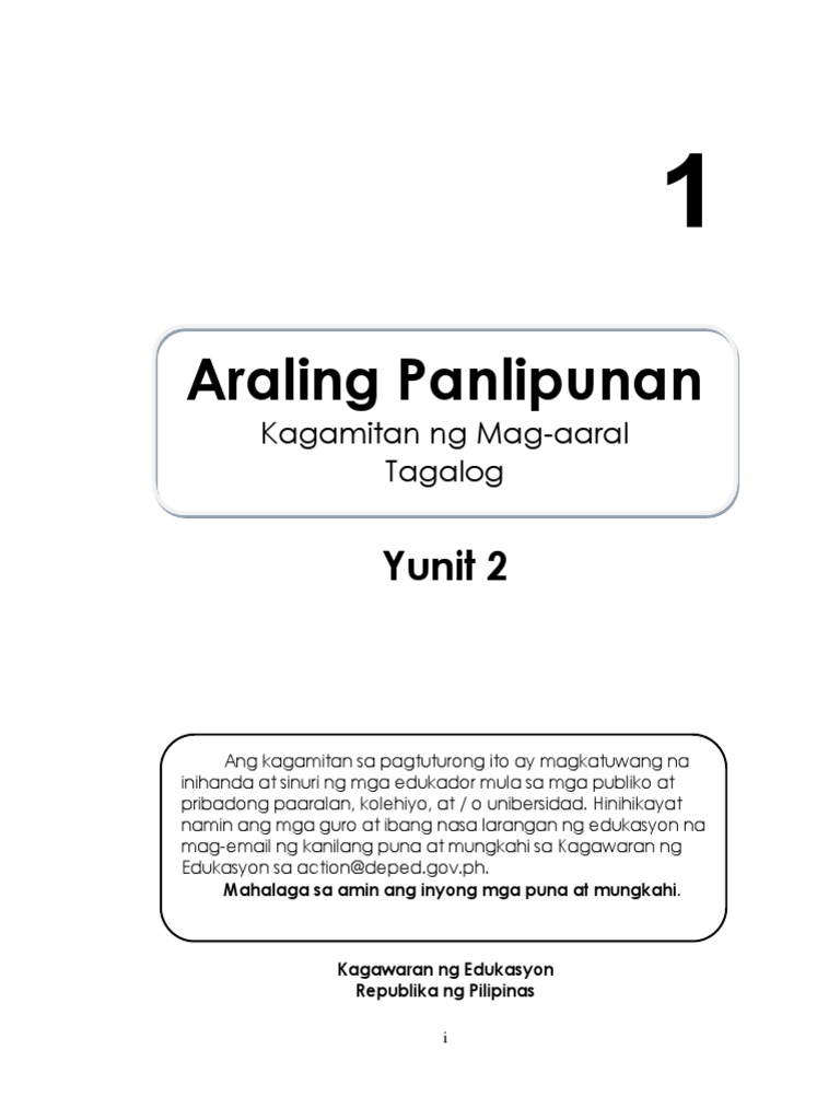 AP - Tagalog Unit 2 Learner's Material | PDF