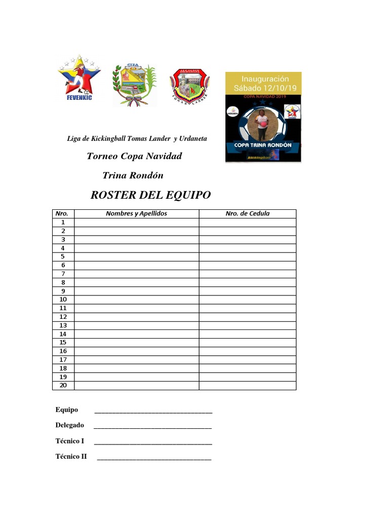 Modelo de Roster Kickingball | PDF