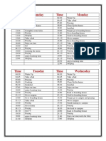 Daily Schedule and Activities for a Week