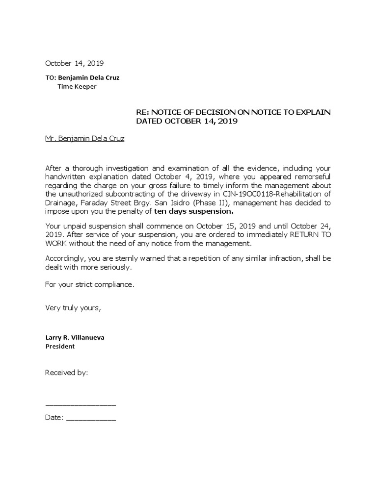 Notice of Suspension | PDF