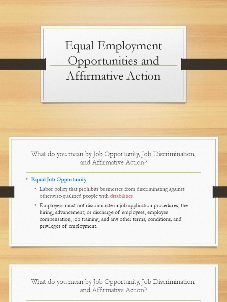 Understanding Job Discrimination & Equality | PDF | Affirmative Action ...