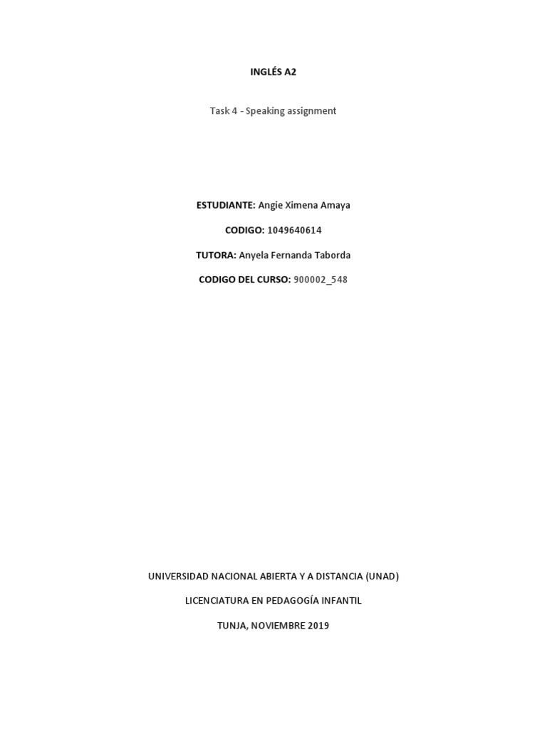 A2 English Speaking Assignment Guide | PDF