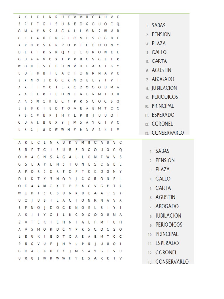 Sopa de Letras Del Coronel No Tiene Quien Le Escriba | PDF