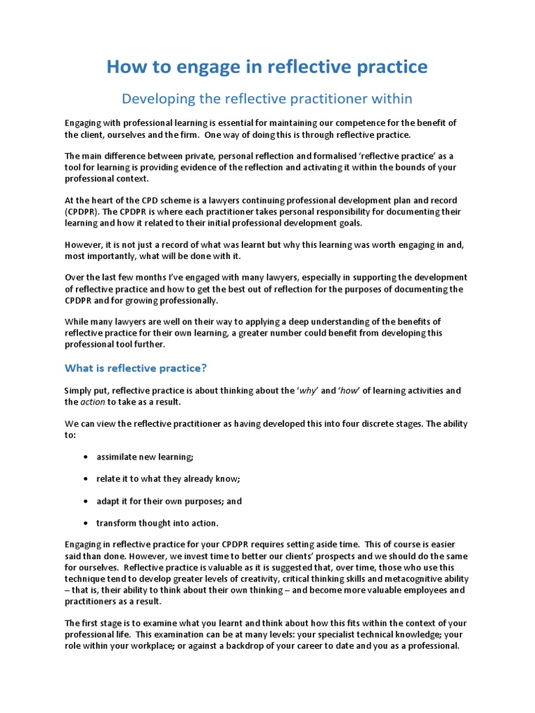 Engaging in Reflective Practice for Lawyers | PDF | Reflective Practice ...