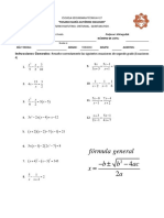 Ejercicios de Ecuaciones Cuadráticas