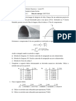 Cálculo Numérico - Lista N°2 com problemas de integrais, derivadas numéricas e interpolação