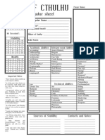Trail of Cthulhu - Character Sheet Simple PDF