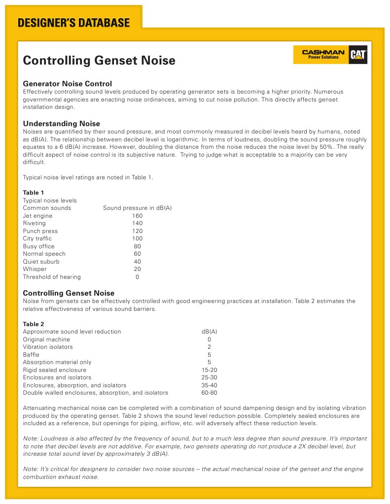 Genset Noise Control Strategies | PDF | Decibel | Sound