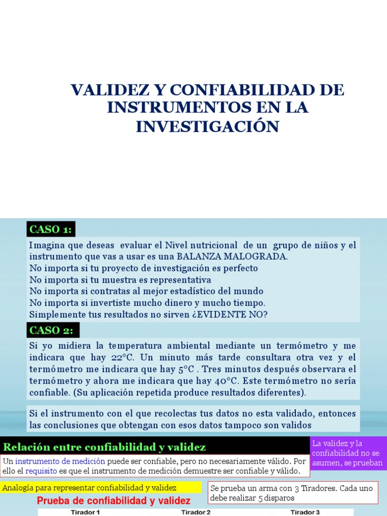Validez Y Confiabilidad De Instrumentos En La