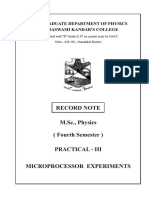 M.Sc. Physics Microprocessor Experiments Record