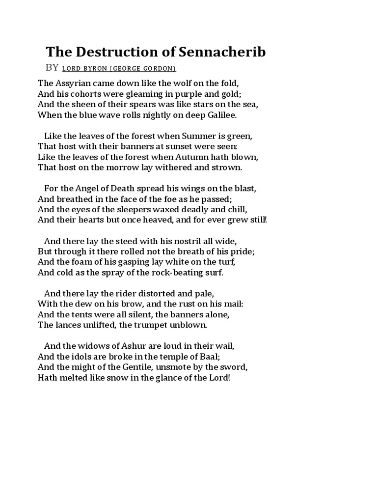 The Destruction of Sennacherib | PDF