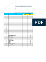 Preparation Equipment Check List: No Description Status Inspeksi Yes Not Yet