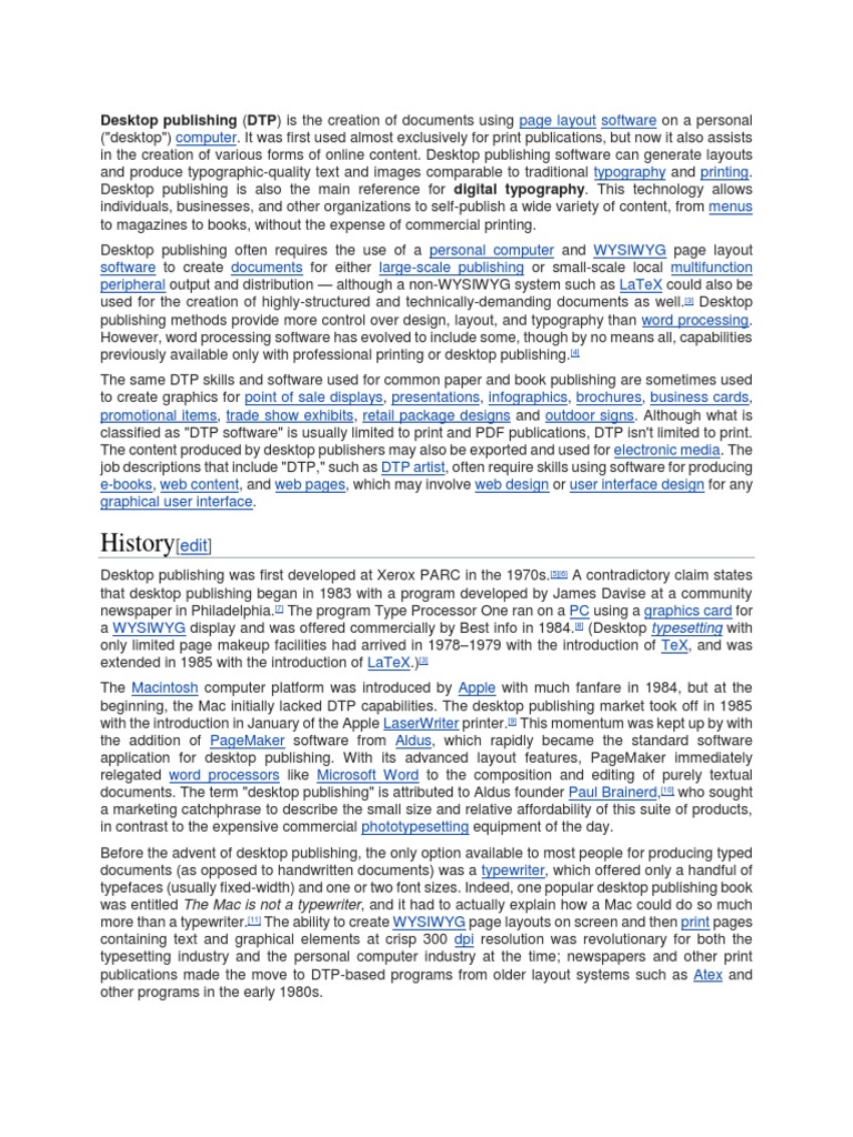 History: Desktop Publishing (DTP) Is The Creation of Documents Using ...