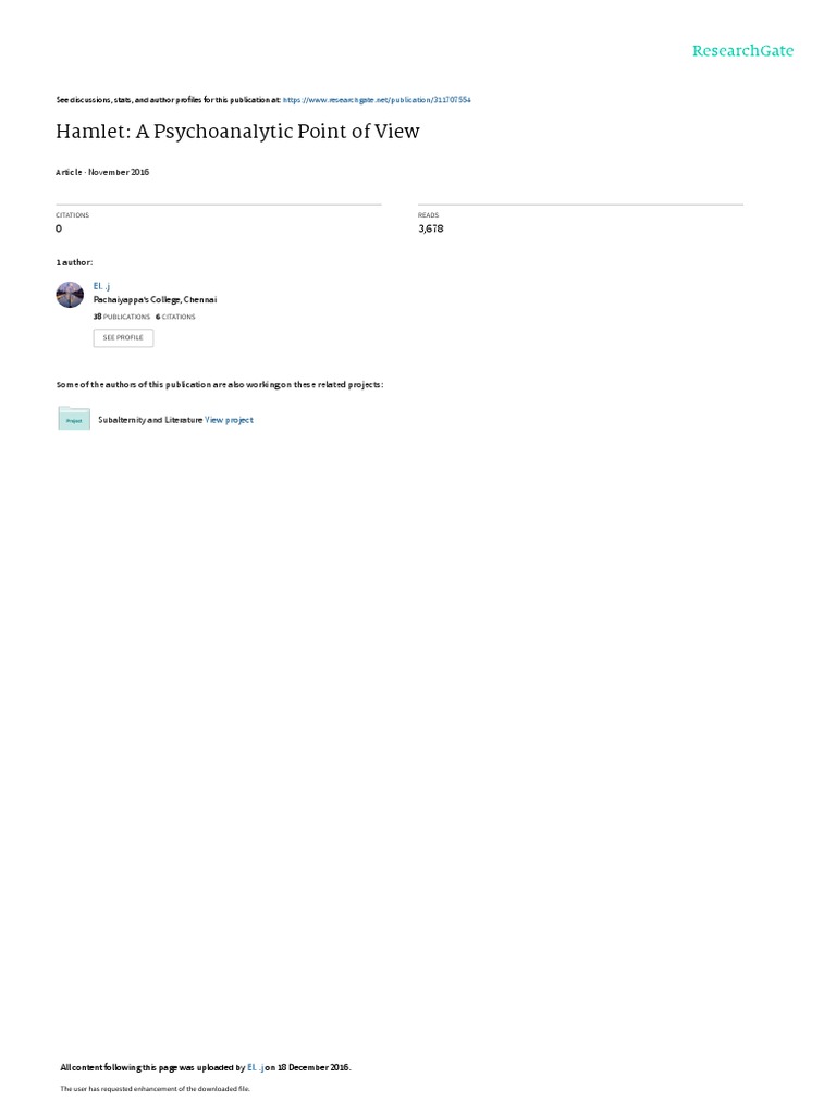 Hamlet Pdf Psychoanalysis Hamlet