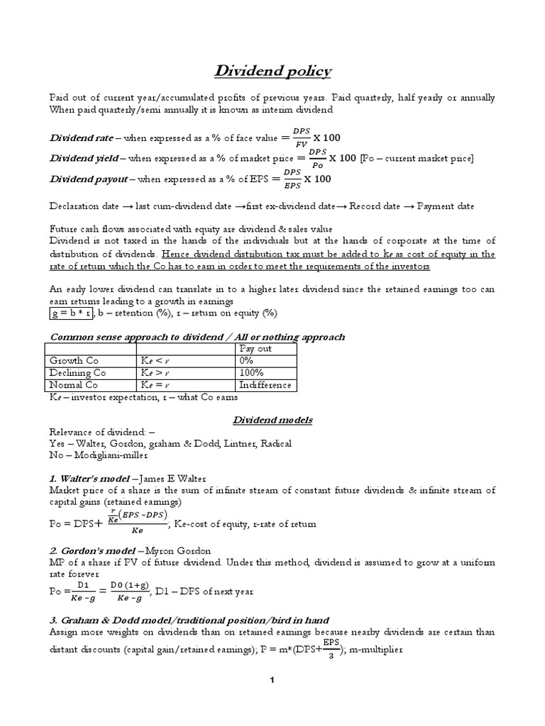 Dividend Policy: e As Cost of Equity in The | PDF | Capital Asset ...