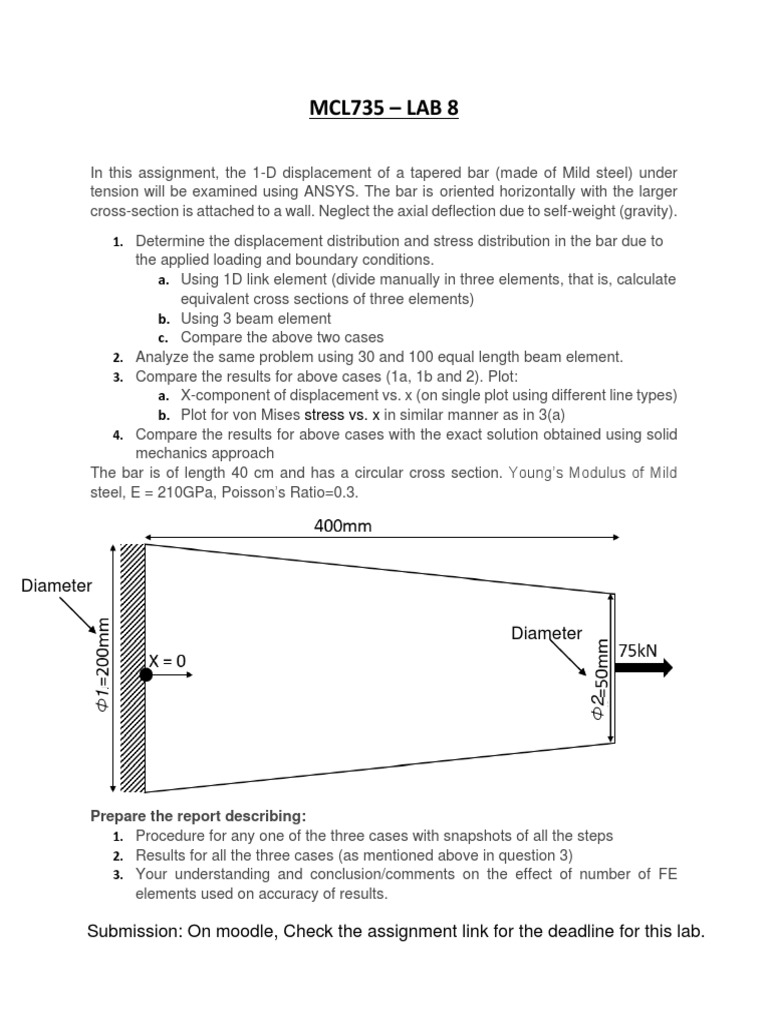 ANSYS Analysis of Tapered Bar Displacement | PDF | Science & Mathematics