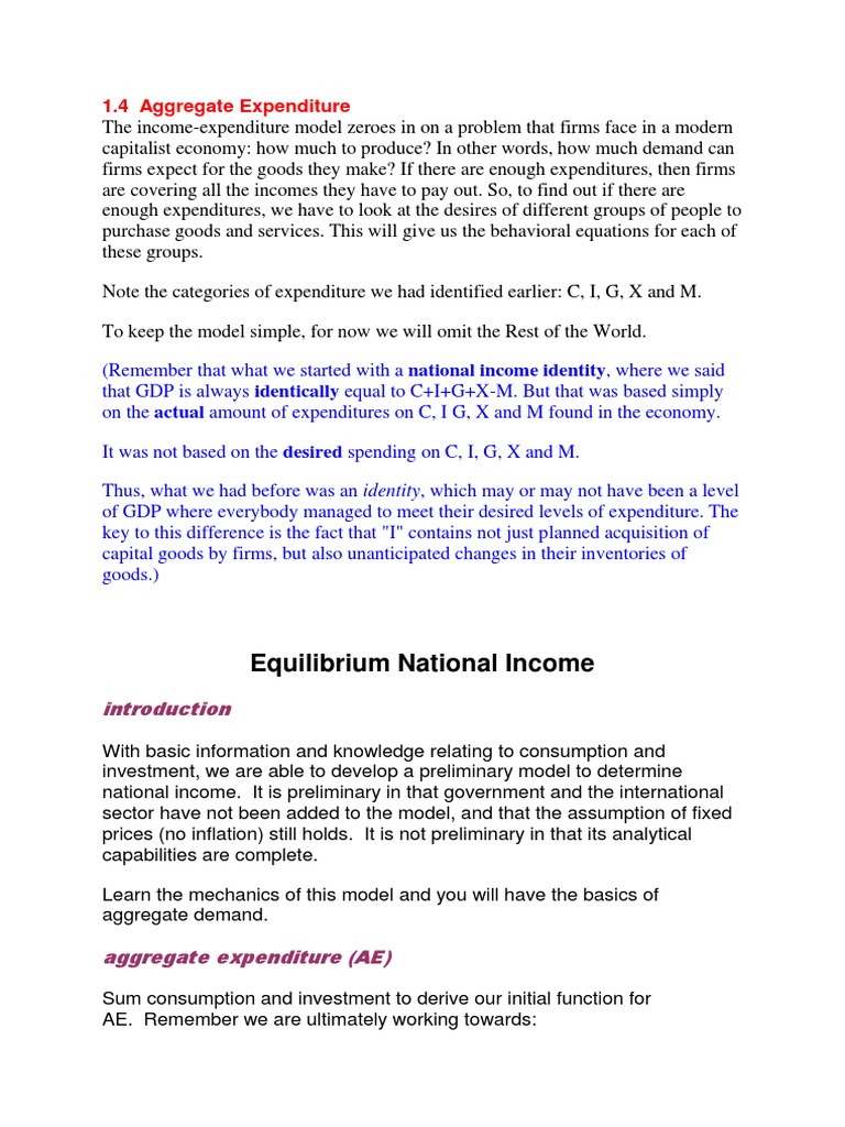 Equilibrium National Income | PDF | Measures Of National Income And ...