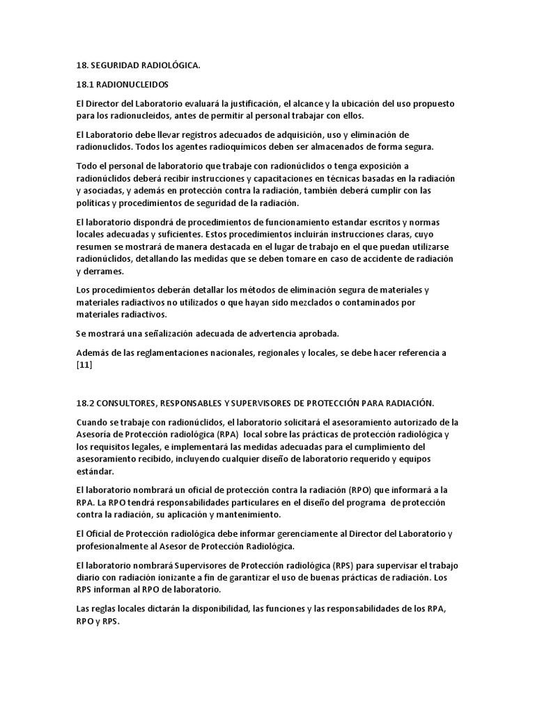 Seguridad Radiológica en Laboratorios | PDF | Protección de radiación ...