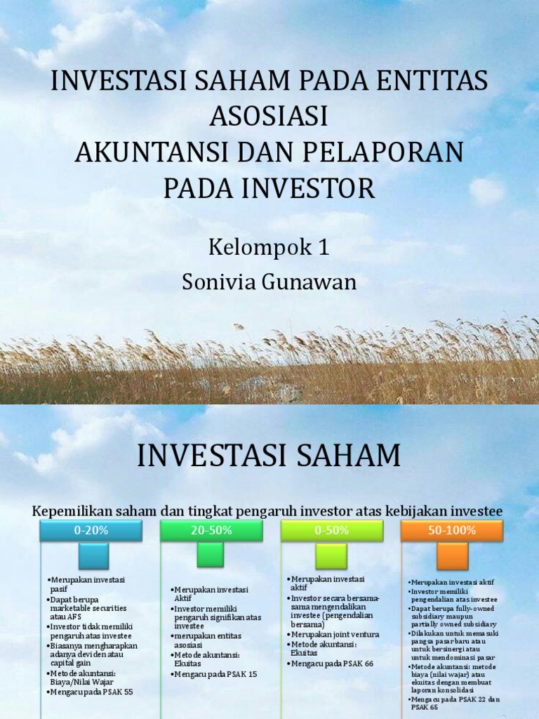 Investasi Saham Pada Entitas Asosiasi Akuntansi Dan Pelaporan Investor
