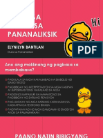 PAGBASA TUNGO SA PANANALIKSIK - Aralin 1 PDF