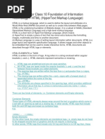 Cbse Notes For Class 10 Foundation of Information Technology - HTML (Hypertext Markup Language)