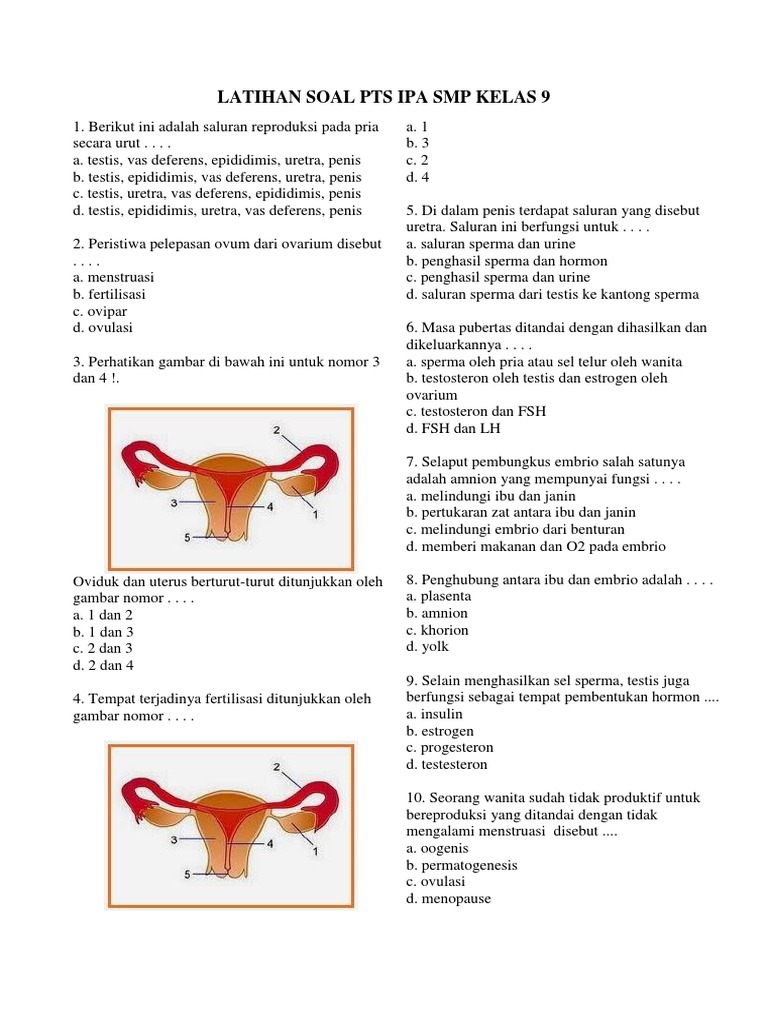 Latihan Soal Pts Ipa Smp Kelas 9 Docx