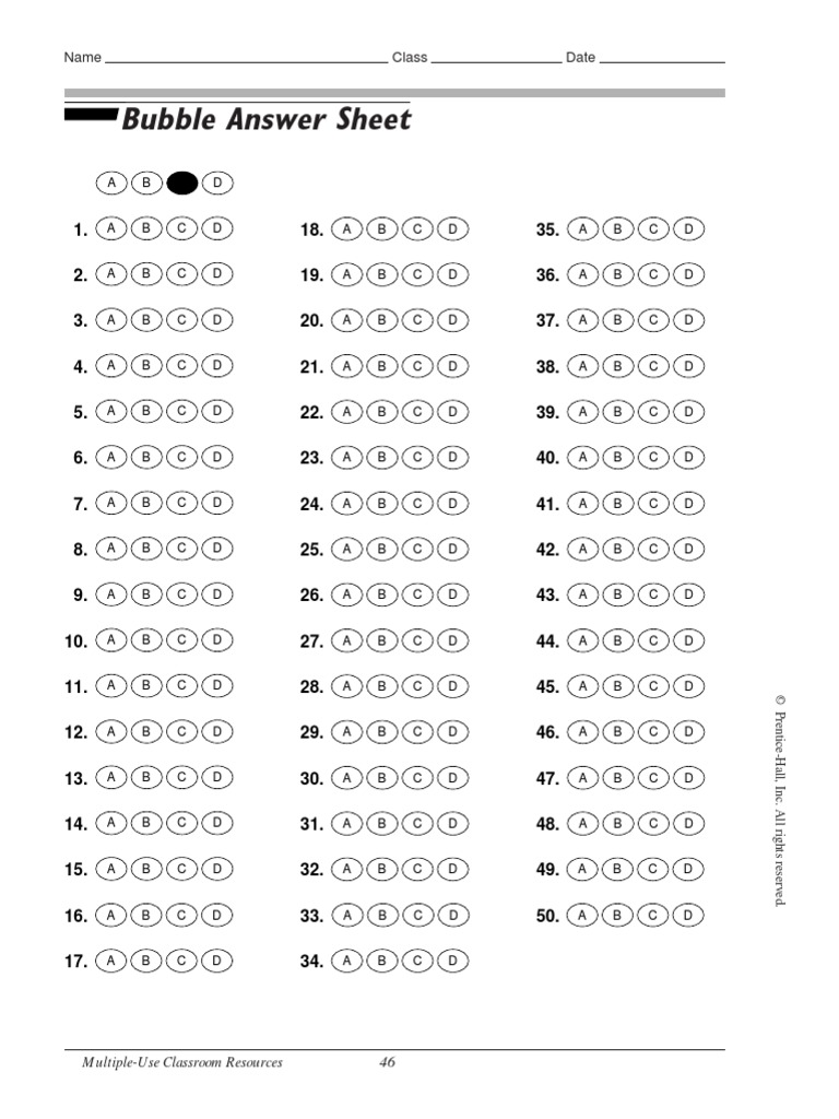 Bubble Answer Sheet PDF Template PDF | PDF