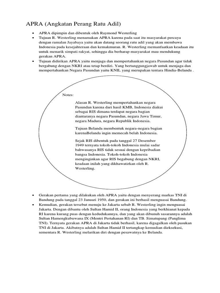 Alasan Apra Pertahankan Negara Pasundan Pdf Politik Perjalanan