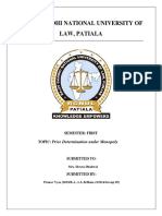 Rajiv Gandhi National University of Law, Patiala: Price Determination Under Monopoly