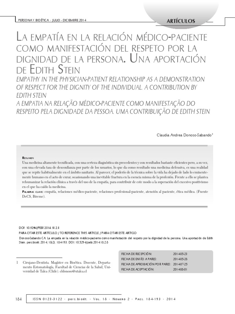 La Empatía En La Relación Médico Paciente Como Manifestación Del