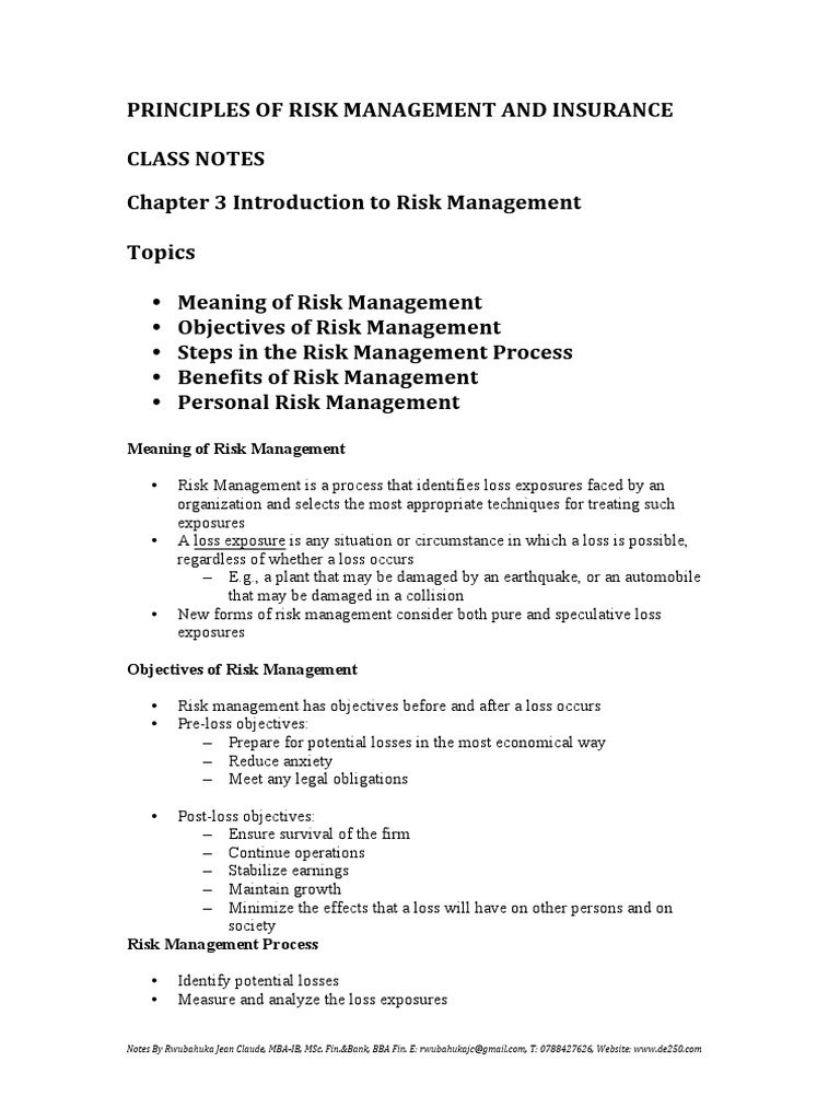 Risk Management PDF | PDF | Self Insurance | Insurance
