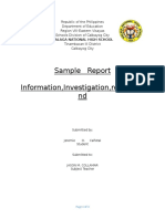 Sample Report Information, Investigation, Recomme ND: Malaga National High School