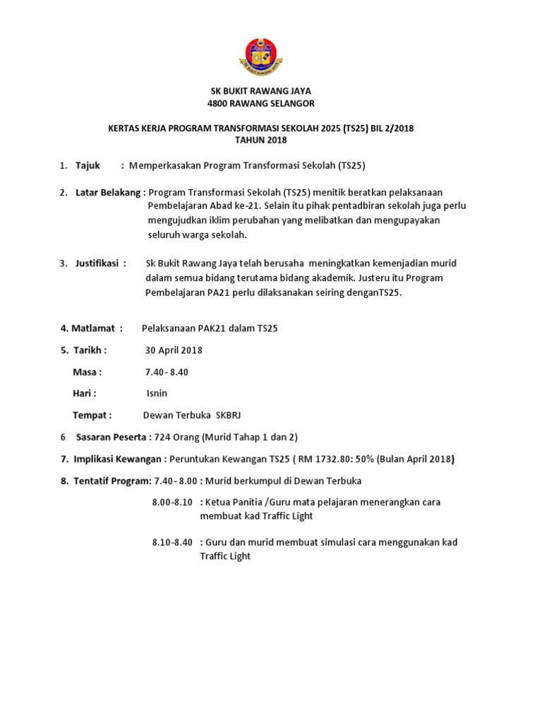Contoh Laporan Keceriaan Sekolah Program Ts25 - ChristineecReese