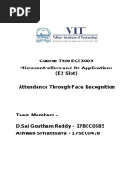 Course Title ECE3003 Microcontrollers and Its Applications (E2 Slot) Attendance Through Face Recognition