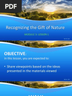 Recognizing The Gift of Nature: Module 3: Lesson 1