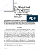 The Effect of Small Business Managers' Growth Motivation On Firm Growth: A Longitudinal Study