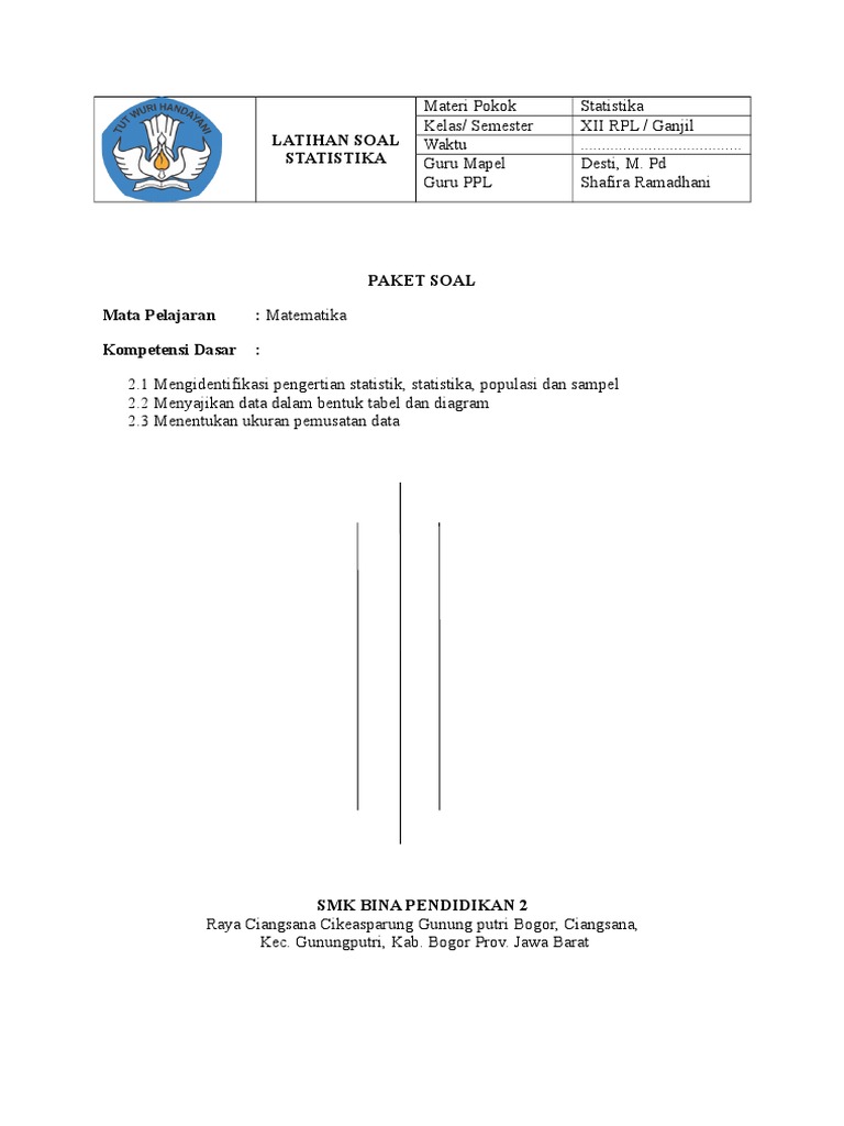 Soal Latihan Statistika Xii Rpl
