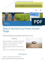 Role of Nutrients by Potato Growth Stage 