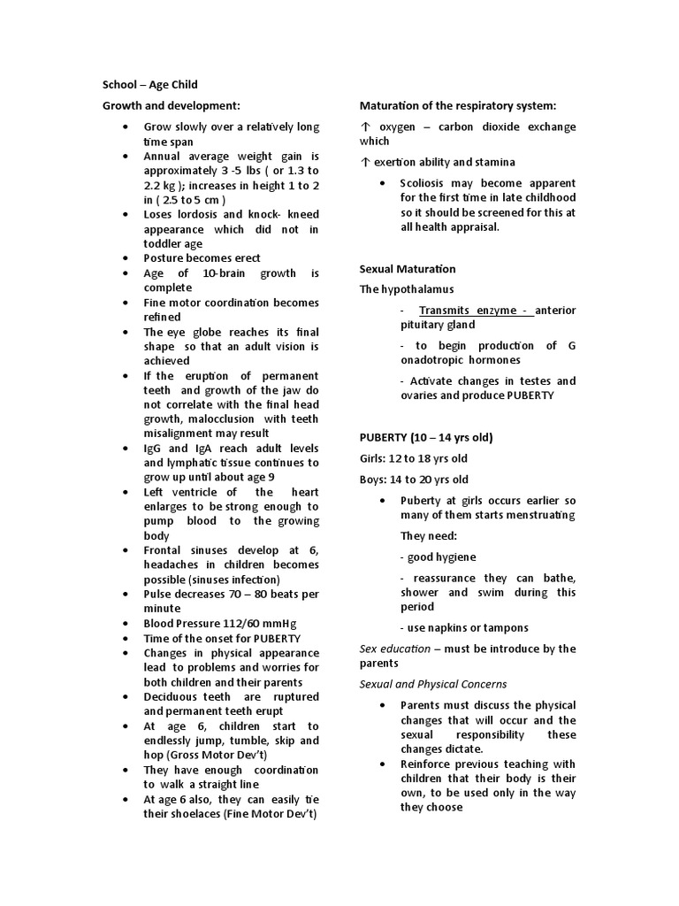 School Age Reviewer | PDF | Human Tooth | Puberty