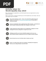 Activity Ideas For World Quality Day 2019