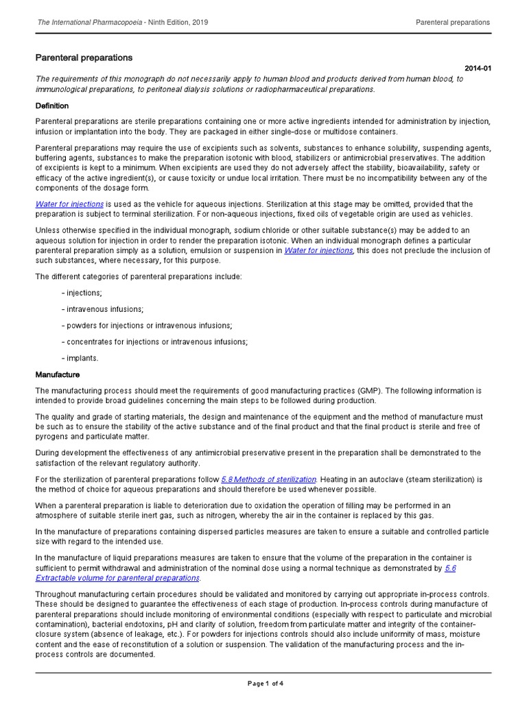 6 2 1 5 ParenteralPreparations PDF PDF Sterilization (Microbiology