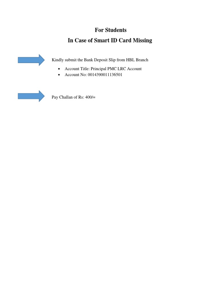 For Students in Case of Smart ID Card Missing PDF