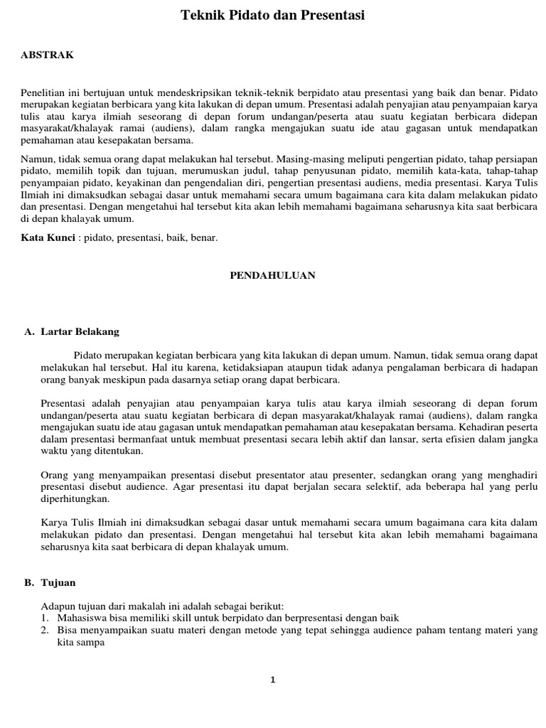 Teknik Pidato Dan Presentasi