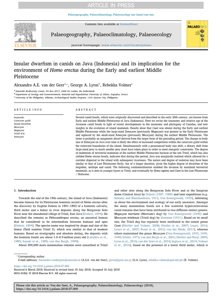 Palaeogeography, Palaeoclimatology, Palaeoecology: Alexandra A.E. Van ...