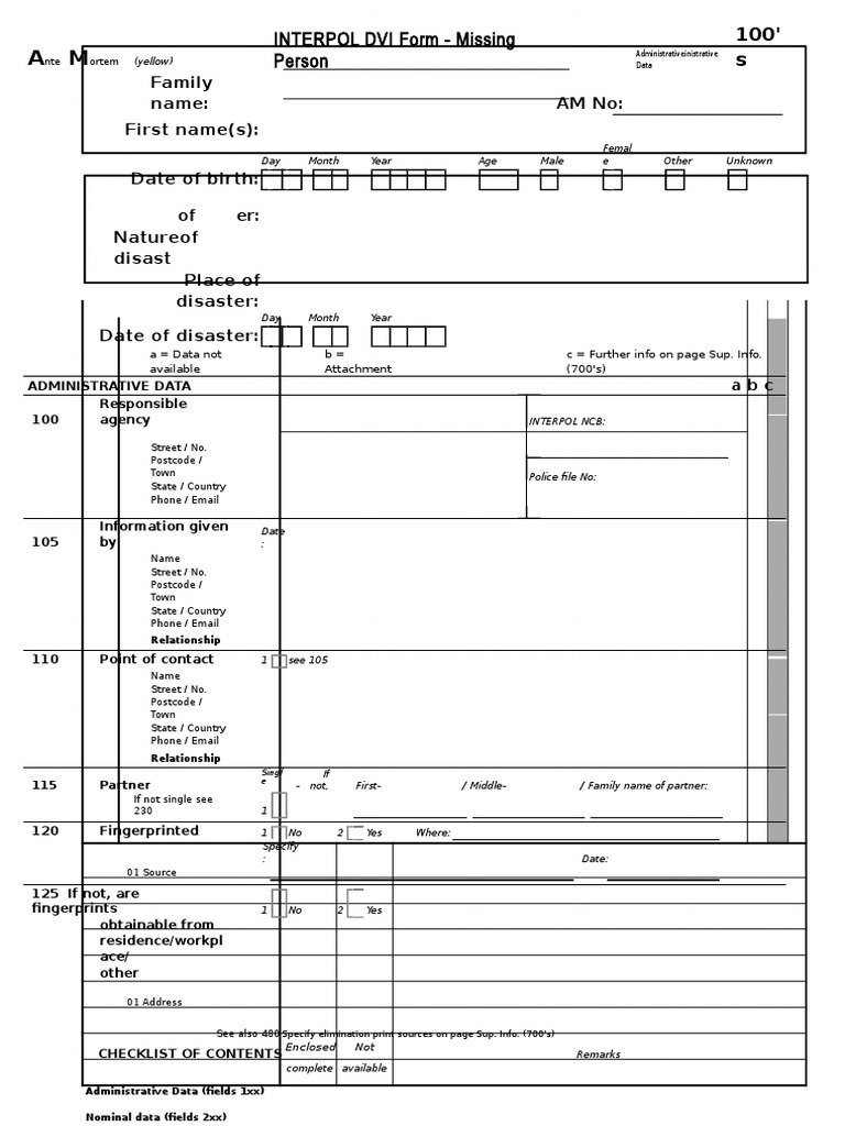INTERPOL DVI Yellow Form Overview | PDF | Mobile Device | Blue