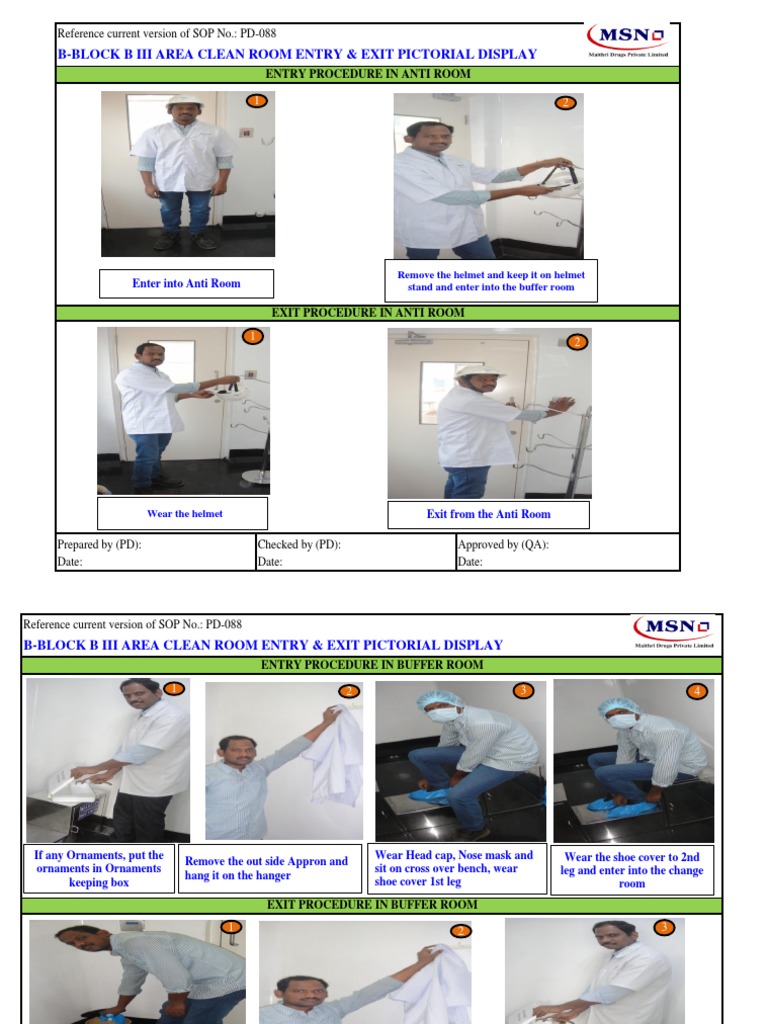 B-Block B Iii Area Clean Room Entry & Exit Pictorial Display | Download ...