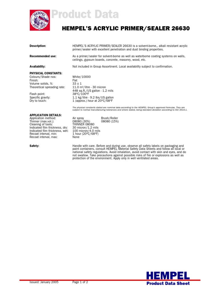 Contex SB Primer 26630 | PDF | Paint | Materials