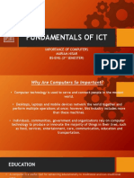 Fundamentals of Ict: Importance of Computers Mariam Nisar BS-ENG (3 Semester)