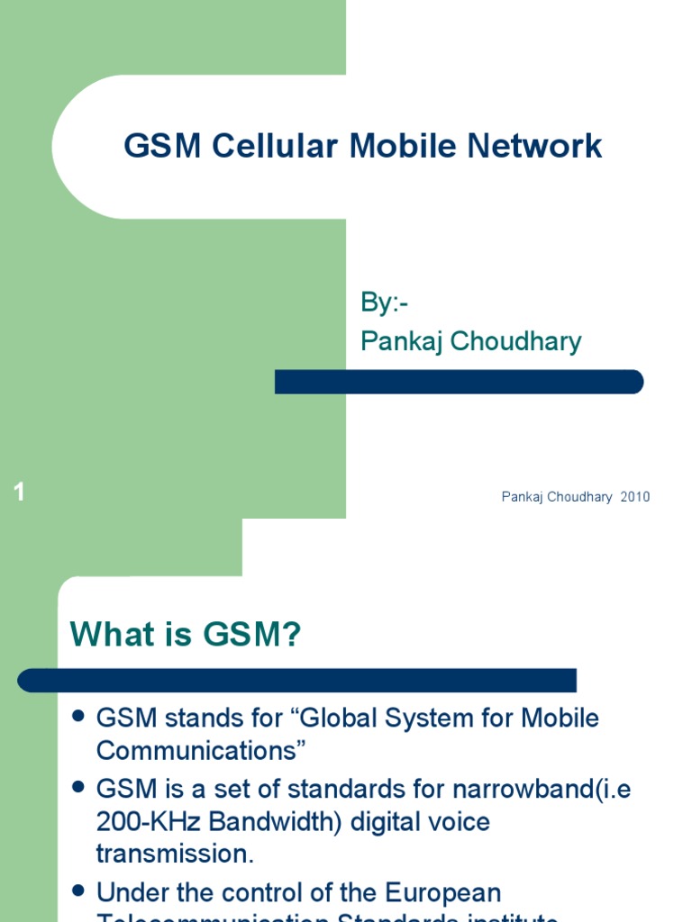 GSM Cellular Mobile Network: By:-Pankaj Choudhary | PDF | Gsm ...